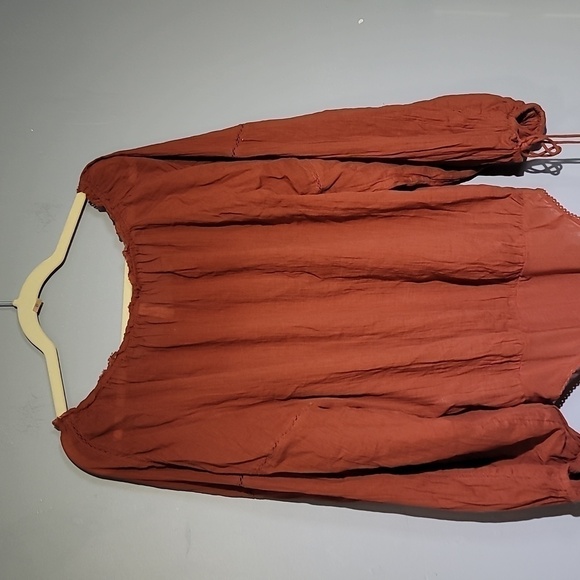 Free People Intimately Boho Rust Long Sleeve Off Shoulder Bodysuit Blouse - Picture 13 of 13